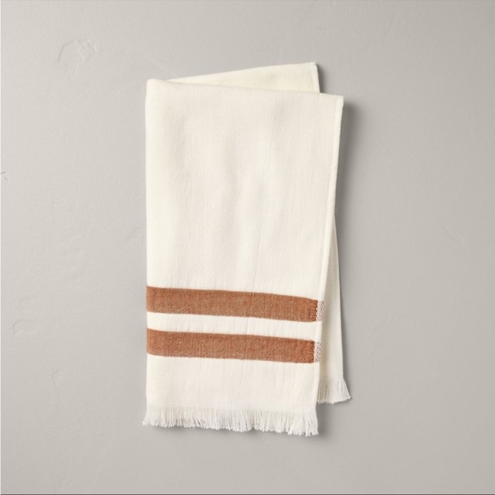 Hearth & Hand 🍁 Double Stripe Cotton Hand Towel Cream/Rust- NWT